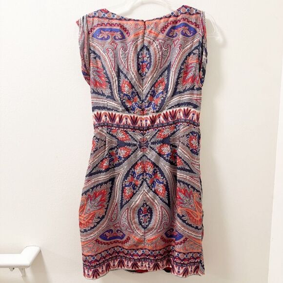 Nanette Lepore Silk Midi Faux-Wrap Paisley Dress - Size 6 - Picture 3 of 5